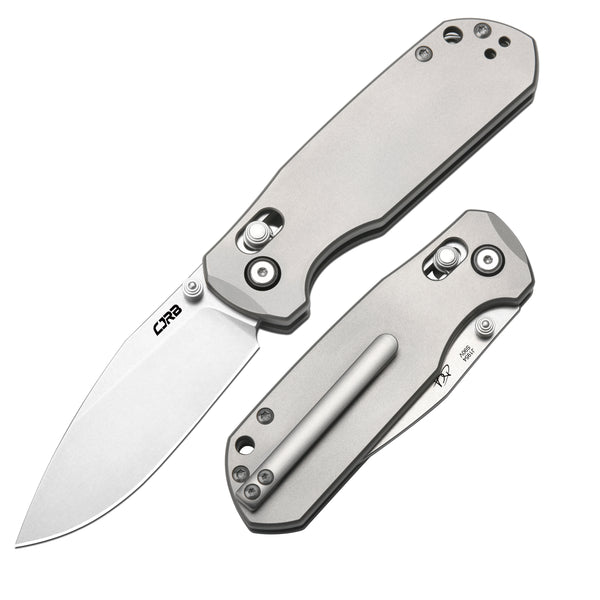 CJRB Maximal Crossbar Lock Knife Titanium Handle (2.95'' Stone Wash CPM S90V Blade) J1954G-GY