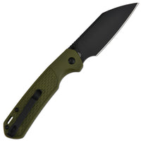 CJRB Pyrite-Light J1945 AR-RPM9 Steel Blade FRN Handle Folding Knives - Black PVD / Green (J1945-BGN)