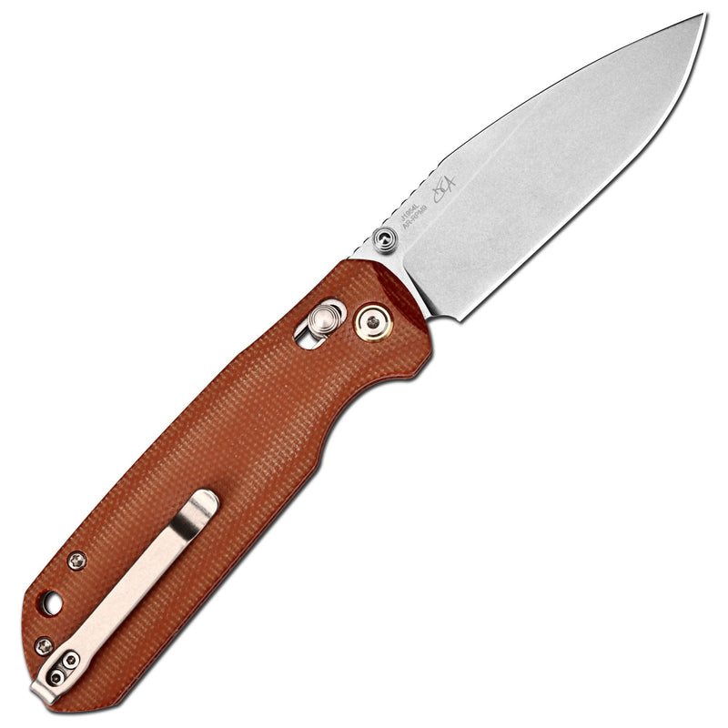 CJRB Mega Maximal Thumb Stud & Crossbar Lock Knife Brown Micarta Handle(3.43'' AR-RPM9 Steel Stone Wash Blade) J1954L-BN