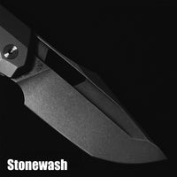 ArtisanCutlery Mousebird Thumb Hole Top Liner Lock EDC Knife Titanium Handle Titanium Clip(3'' S35VN Stone Wash Blade ) 1889G-GY