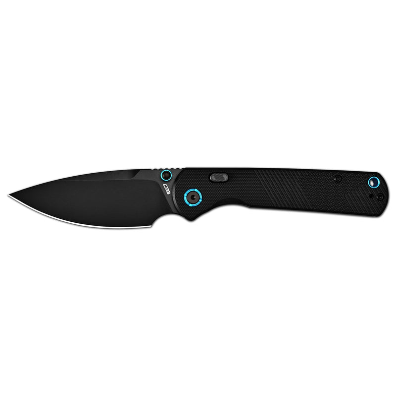 CJRB Latitude Thumb Stud & Top Liner Lock EDC Knife Black CNC G10 Textured Handle(3.47'' AR-RPM9 Steel Black PVD Coating Blade) J1975-BBK