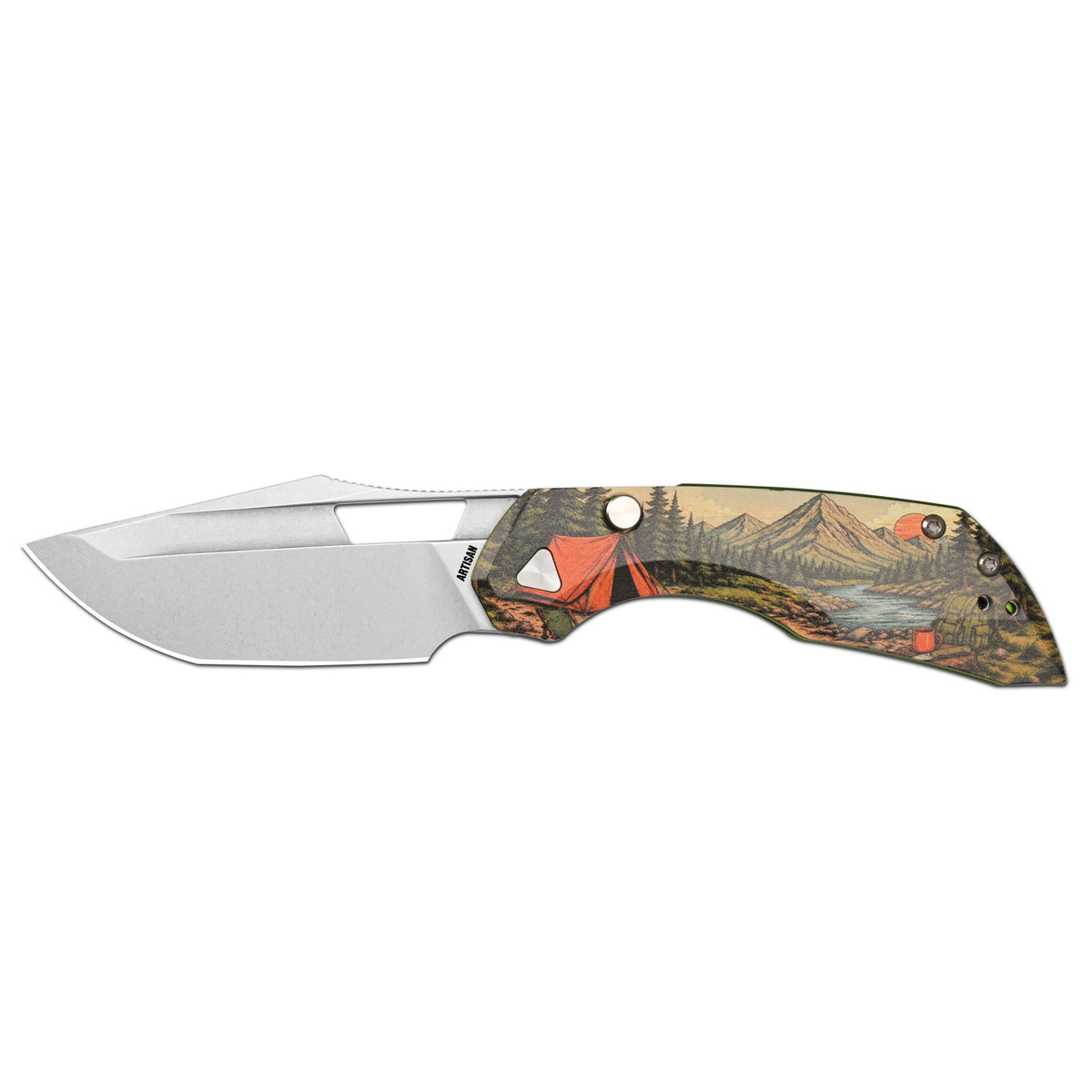 ArtisanCutlery Mousebird Thumb Hole Top Liner Lock EDC Knife 7075-T6 Aluminum Handle Titanium Clip(3'' N690 Stone Wash Blade ) 1889G-SAL