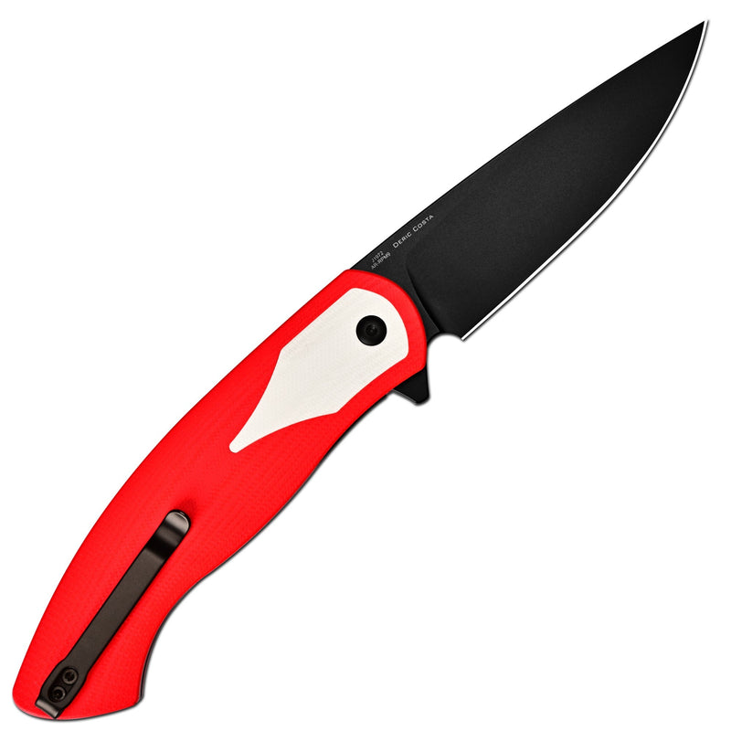 CJRB Rodayo Flipper & Liner Lock Folding Knife Red G10 Handle (3.78'' AR-RPM9 Steel Black PVD Coating Blade) J1972-RWH