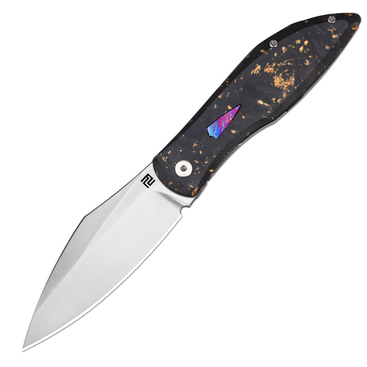 ArtisanCutlery Weyden 1859G-GCF S90V Blade Gold flake CF+Titanium Handle Folding Knives
