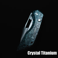 ArtisanCutlery Mousebird Thumb Hole Top Liner Lock EDC Knife Crystal Titanium Handle Crystal Titanium Clip(3'' S35VN Stone Wash Blade ) 1889G-CBU