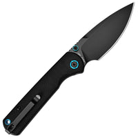 CJRB Latitude Thumb Stud & Top Liner Lock EDC Knife Black CNC G10 Textured Handle(3.47'' AR-RPM9 Steel Black PVD Coating Blade) J1975-BBK