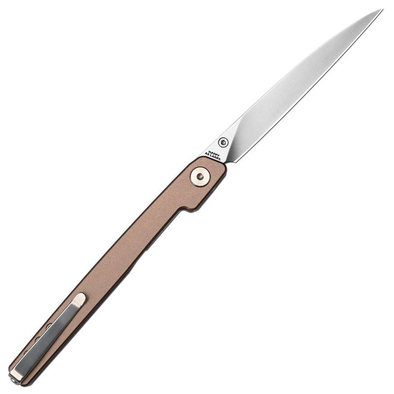 CJRB Lanky Liner Lock Front Flipper Knife Blue Champagne Handle (3.58'' Sand Polish AR-RPM9 Blade) J1965-CP