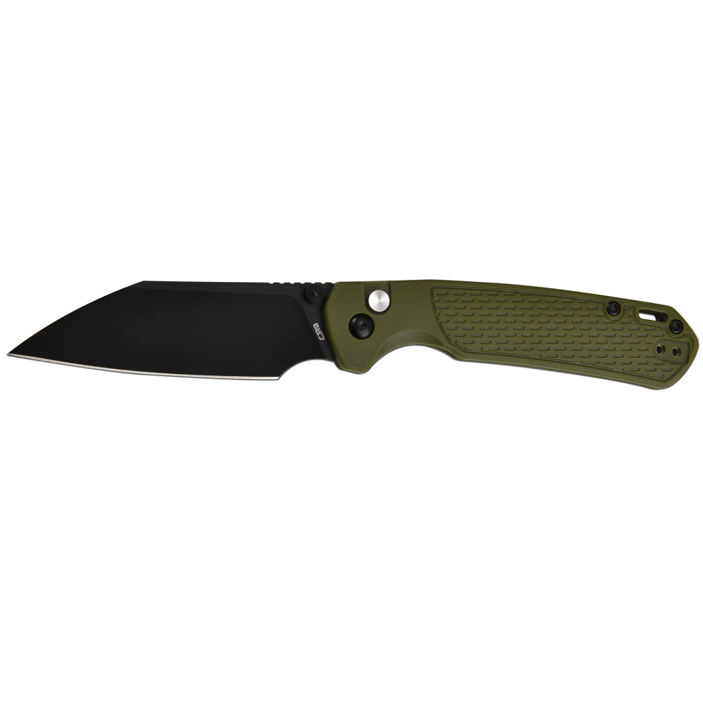 CJRB Pyrite-Light J1945 AR-RPM9 Steel Blade FRN Handle Folding Knives - Black PVD / Green (J1945-BGN)