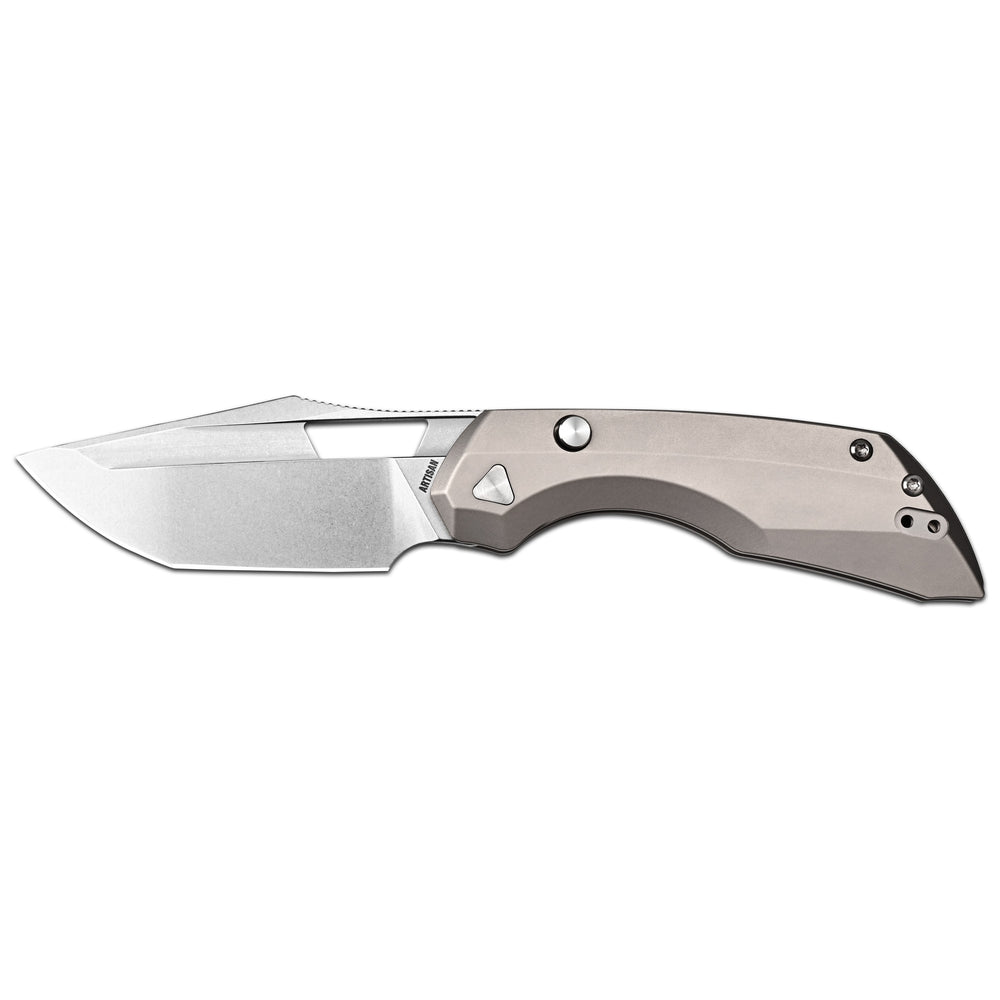 ArtisanCutlery Mousebird Thumb Hole Top Liner Lock EDC Knife Titanium Handle Titanium Clip(3'' S35VN Stone Wash Blade ) 1889G-GY