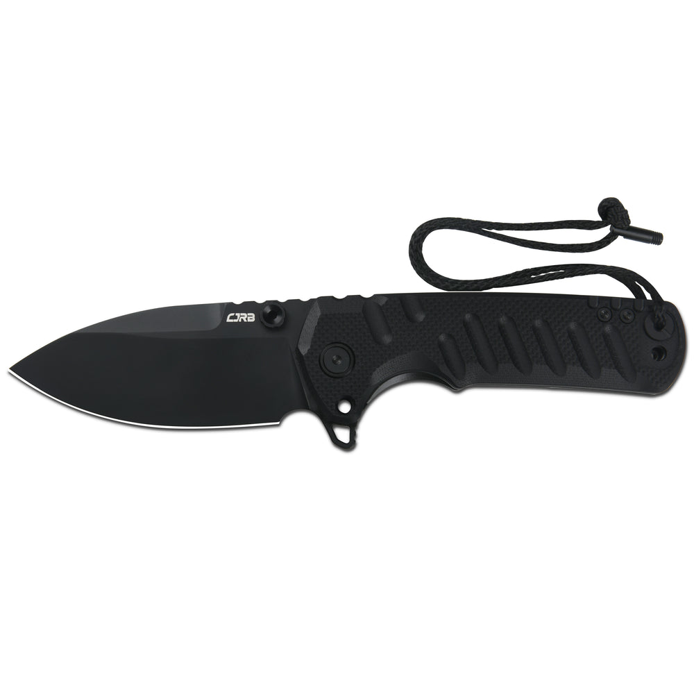 CJRB Tundra Liner Lock Knife Smooth Black G10 Handle (3.78'' Black PVD Coating D2 Blade) J1966-BBK