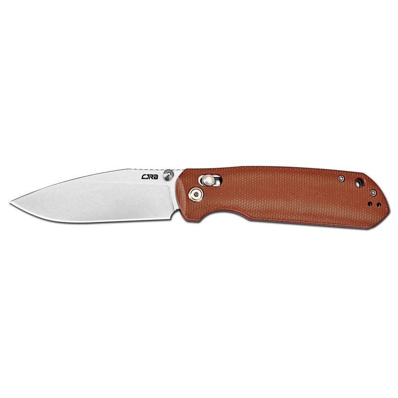 CJRB Mega Maximal Thumb Stud & Crossbar Lock Knife Brown Micarta Handle(3.43'' AR-RPM9 Steel Stone Wash Blade) J1954L-BN