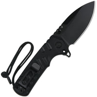 CJRB Tundra Liner Lock Knife Smooth Black G10 Handle (3.78'' Black PVD Coating D2 Blade) J1966-BBK