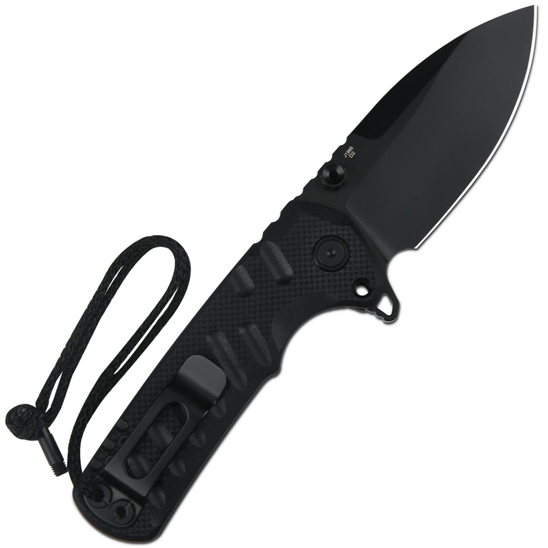 CJRB Tundra Liner Lock Knife Smooth Black G10 Handle (3.78'' Black PVD Coating D2 Blade) J1966-BBK