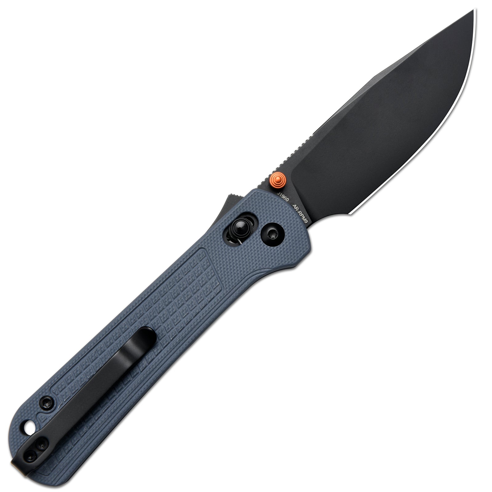 CJRB Bolt Thumbs Stud Recoil Lock Knife Blue G10 Handle (3.25'' Black PVD Coating AR-RPM9 Blade) J1960-BGY