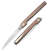 CJRB Lanky Liner Lock Front Flipper Knife Blue Champagne Handle (3.58'' Sand Polish AR-RPM9 Blade) J1965-CP