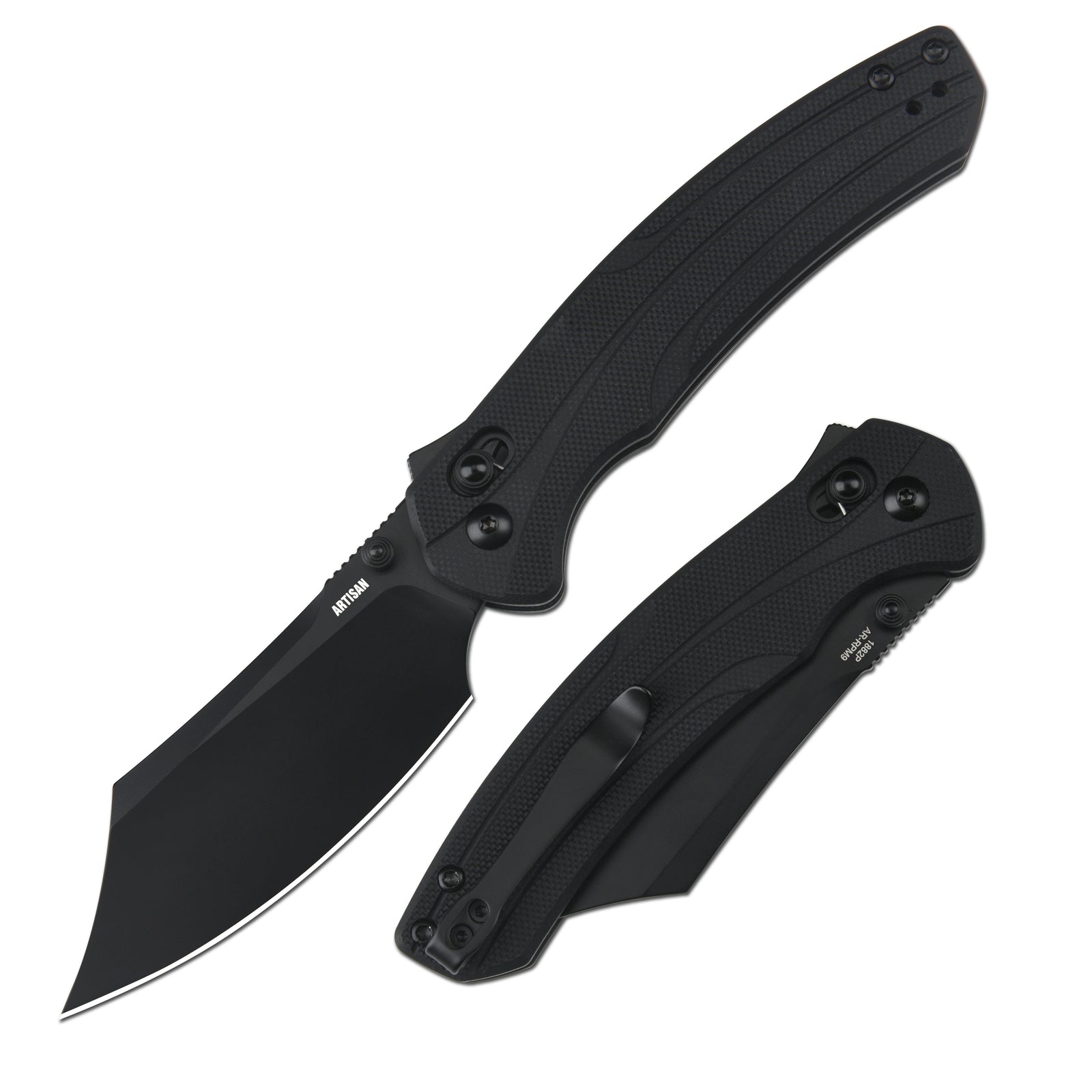 ArtisanCutlery Simoon Recoil Lock V2 Knife Black G10 Handle (3.47'' Black PVD Coating AR-RPM9 Blade) 1882P-BBK
