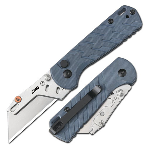 CJRB Boxer J1967 G10 Handle Folding Utility Knife, with 10 Extra Blades Blue Ripple