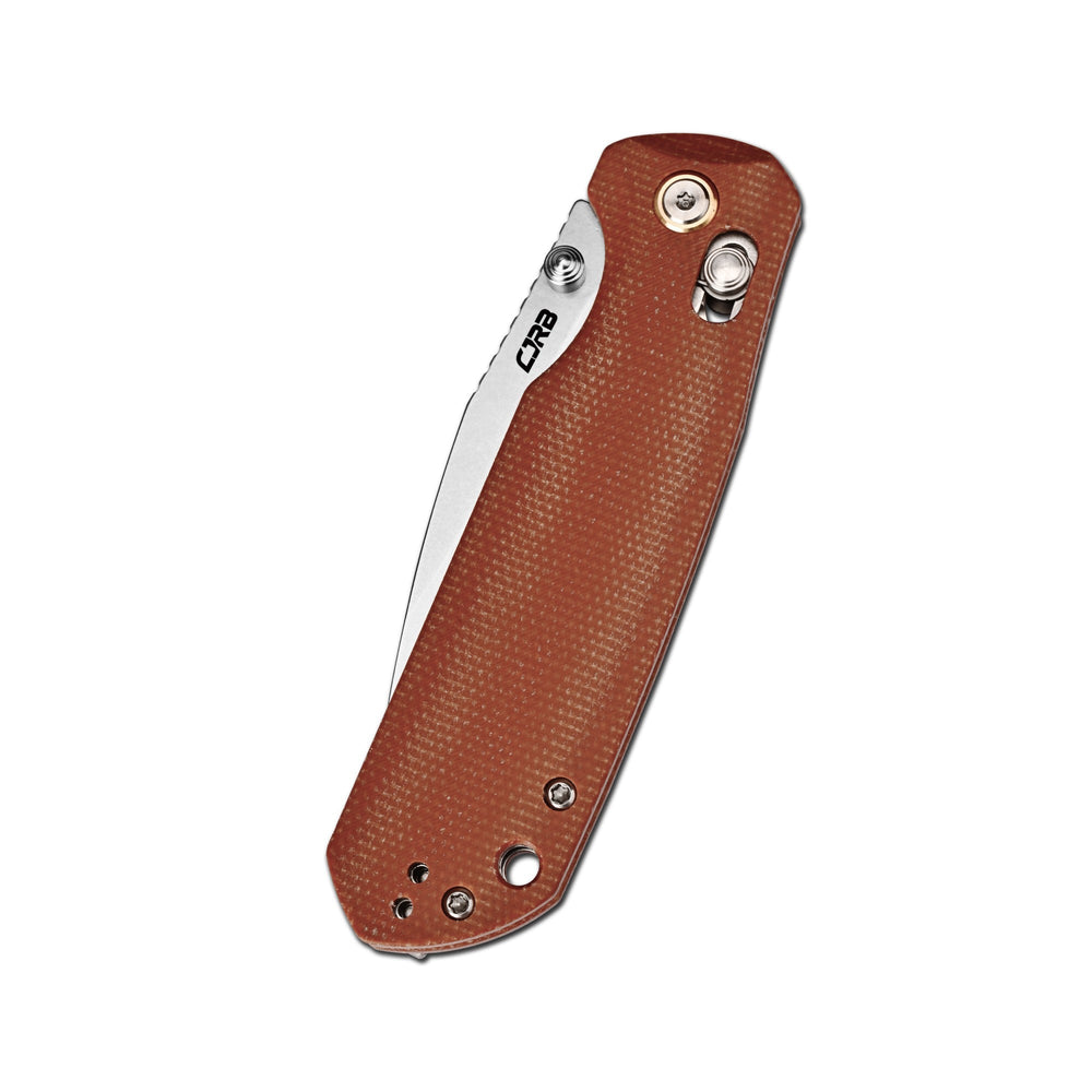 CJRB Mega Maximal Thumb Stud & Crossbar Lock Knife Brown Micarta Handle(3.43'' AR-RPM9 Steel Stone Wash Blade) J1954L-BN