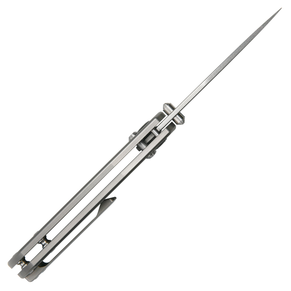 CJRB Maximal Crossbar Lock Knife Titanium Handle (2.95'' Stone Wash CPM S90V Blade) J1954G-GY