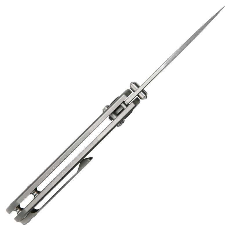 CJRB Maximal Crossbar Lock Knife Titanium Handle (2.95'' Stone Wash CPM S90V Blade) J1954G-GY