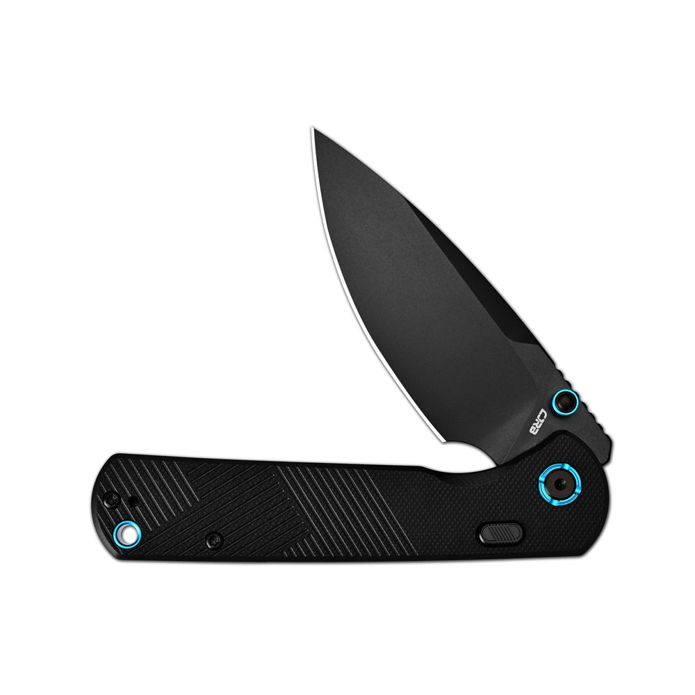 CJRB Latitude Thumb Stud & Top Liner Lock EDC Knife Black CNC G10 Textured Handle(3.47'' AR-RPM9 Steel Black PVD Coating Blade) J1975-BBK