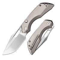 ArtisanCutlery Mousebird Thumb Hole Top Liner Lock EDC Knife Titanium Handle Titanium Clip(3'' S35VN Stone Wash Blade ) 1889G-GY