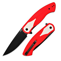 CJRB Rodayo Flipper & Liner Lock Folding Knife Red G10 Handle (3.78'' AR-RPM9 Steel Black PVD Coating Blade) J1972-RWH