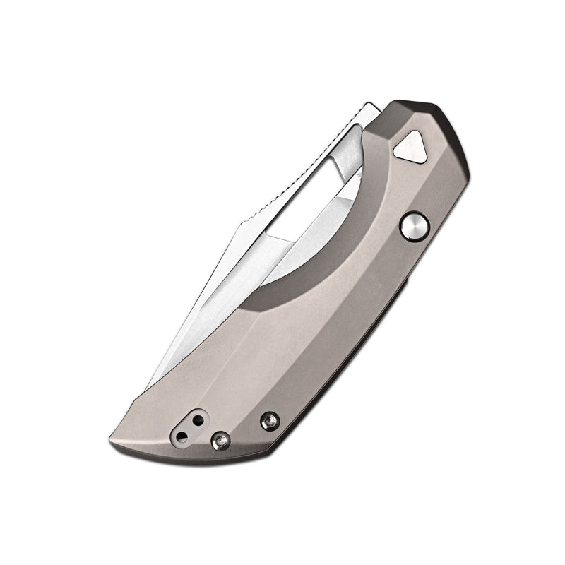 ArtisanCutlery Mousebird Thumb Hole Top Liner Lock EDC Knife Titanium Handle Titanium Clip(3'' S35VN Stone Wash Blade ) 1889G-GY
