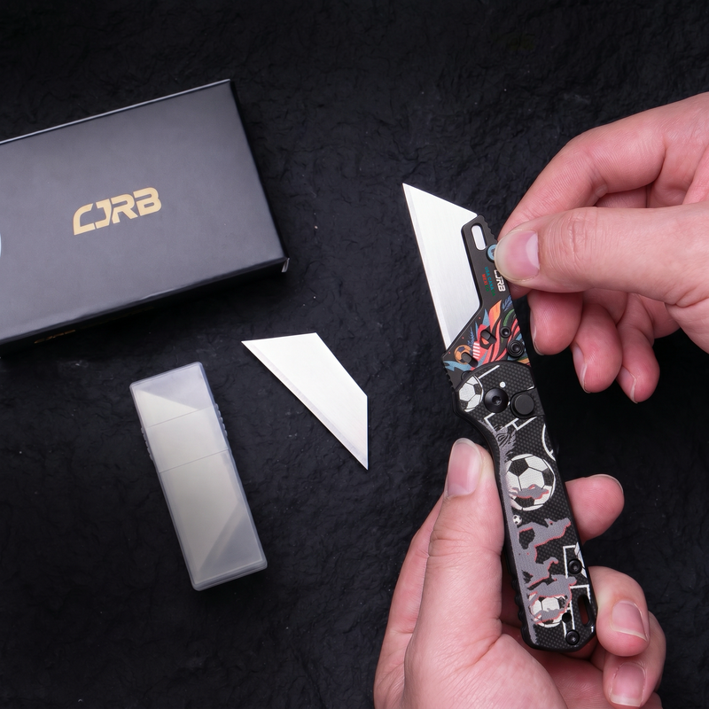CJRB Boxer J1967 G10 Handle Folding Utility Knife, with 10 Extra Blades, Match Night Black Edition (Exclusive) J1967-BWC