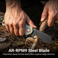 CJRB Crag Liner Lock & Flipper G10(Glow In the Dark) Handle (3.43'' AR-RPM9 Black PVD Coating Blade) J1904-BGD