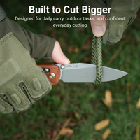 CJRB Mega Maximal Thumb Stud & Crossbar Lock Knife Brown Micarta Handle(3.43'' AR-RPM9 Steel Stone Wash Blade) J1954L-BN