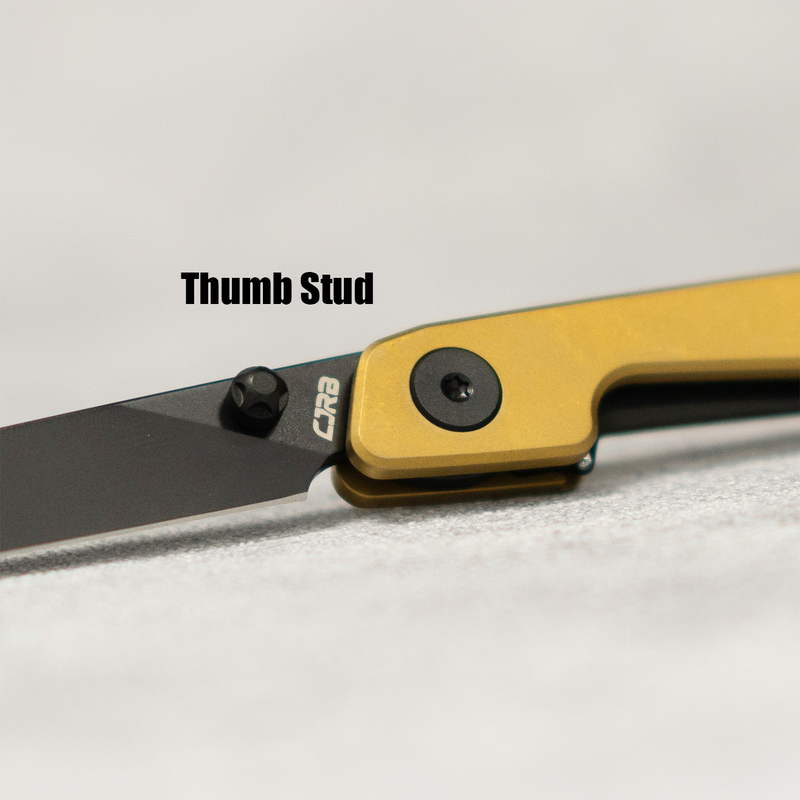 CJRB Lanky Thumb Stud & Front Flipper Liner Lock EDC Knife Titanium Handle Steel Clip(3.58'' CPM S90V Black PVD Coating Blade) J1965G-GL