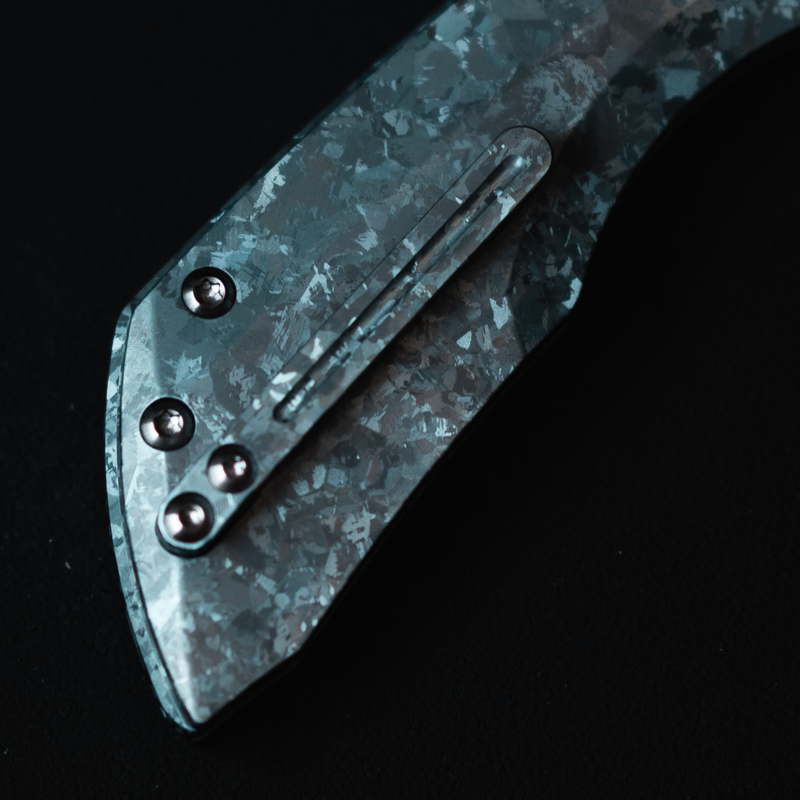 ArtisanCutlery Mousebird Thumb Hole Top Liner Lock EDC Knife Crystal Titanium Handle Crystal Titanium Clip(3'' S35VN Stone Wash Blade ) 1889G-CBU