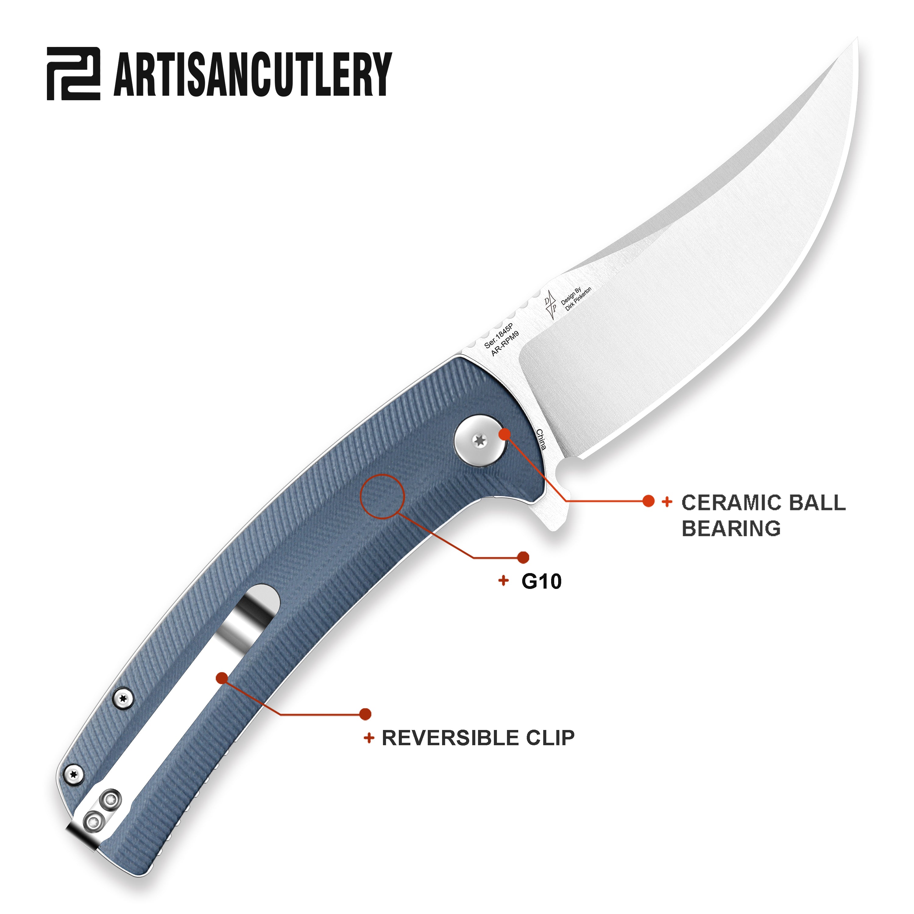 Artisan Cutlery Arroyo ATZ-1845P - Dirk Pinkerton Design