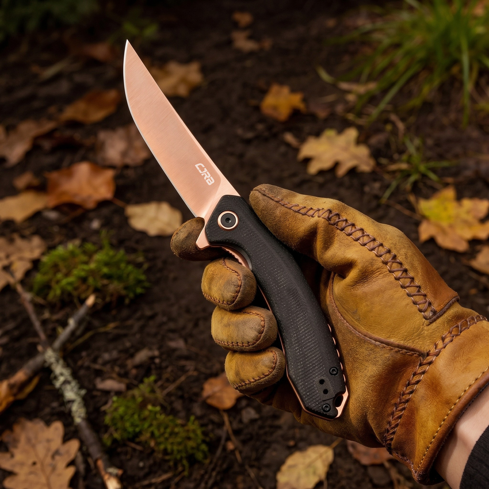 CJRB Gobi Flipper & Liner Lock Micarta Handle (3.5'' Rose Gold AR-RPM9 Blade) J1906-RBK (Exclusive)