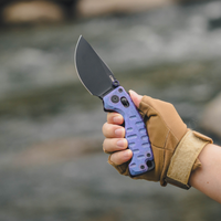 CJRB Doubletap Thumb Stud & Recoil Lock V2 Tatical Knife Crystal Titanium Handle(3.86'' CPM S35VN Steel Black PVD Coating Blade) J1970-CPU