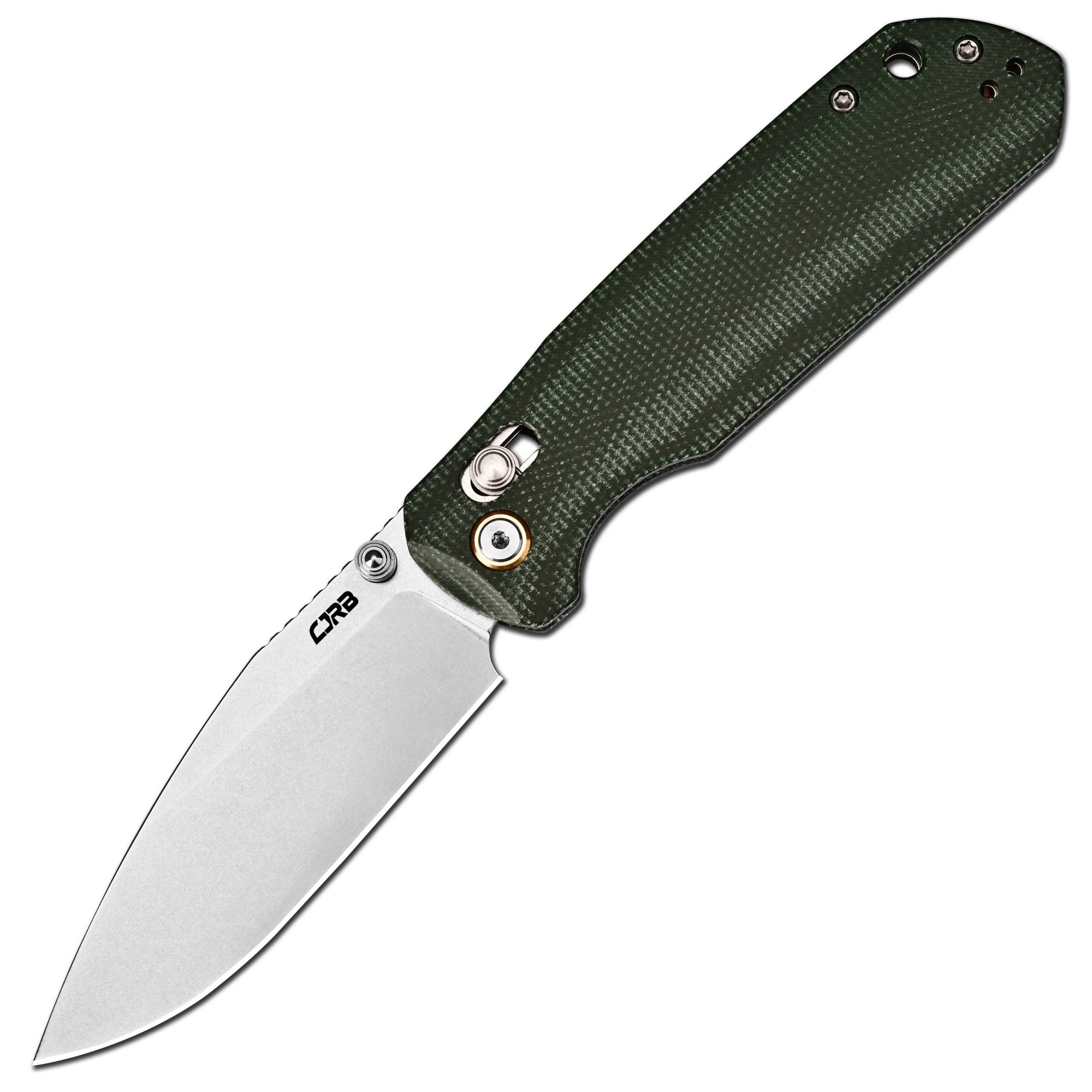 CJRB Mega Maximal Thumb Stud & Crossbar Lock Knife Green Micarta Handl