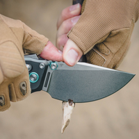 CJRB Doubletap Thumb Stud & Recoil Lock V2 Tatical Knife Gray 7075-T6 Aluminum Handle(3.86'' D2 Stone Wash Blade) J1970-GAL (Exclusive)