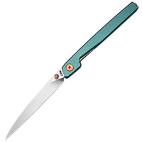 CJRB Lanky Liner Lock Front Flipper Knife Blue Aluminum Handle (3.58'' Sand Polish AR-RPM9 Blade) J1965-BU