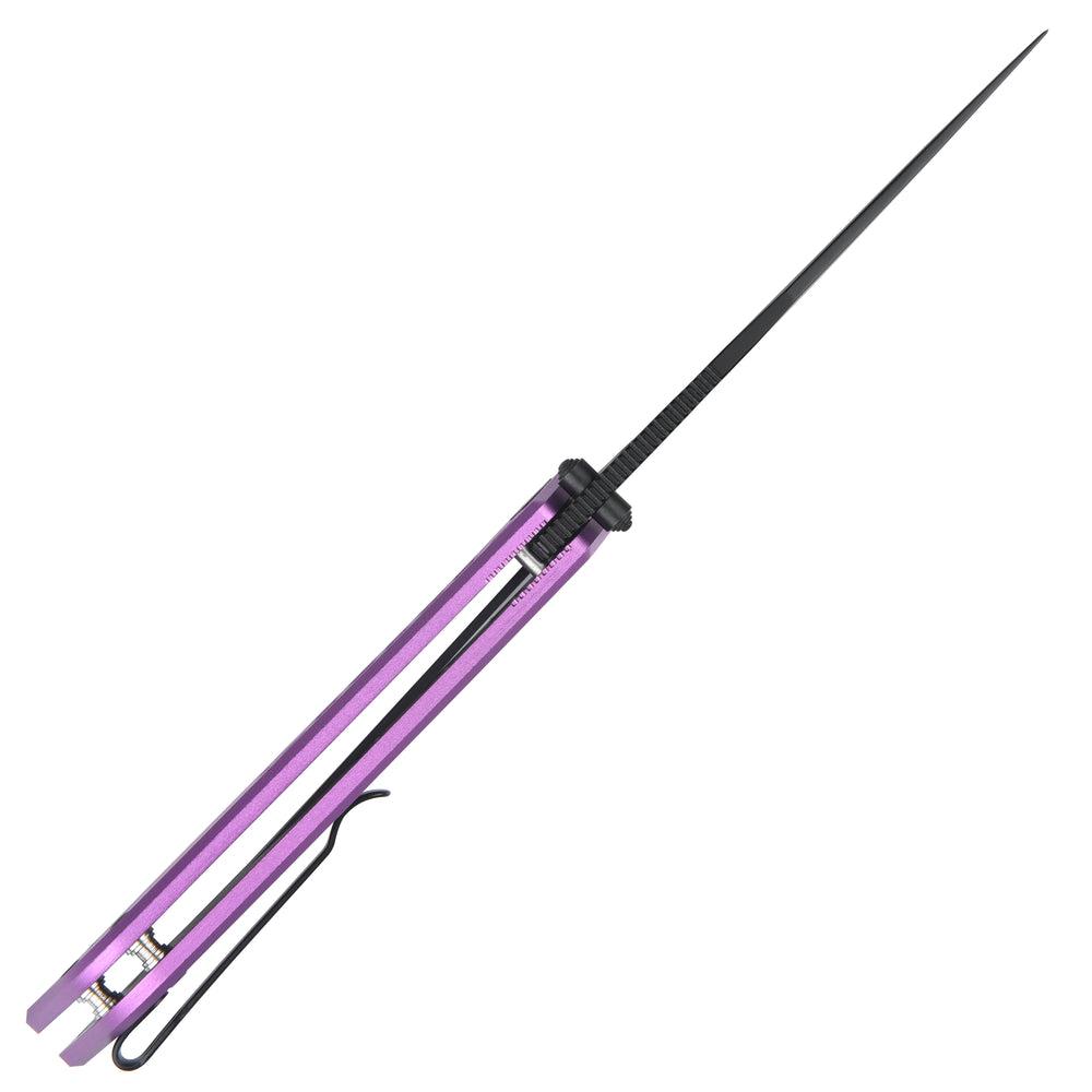 Artisan Cutlery Beest Liner Lock Front Flipper&Thumbs Hole Knife Purple Aluminum Handle (3.65'' Black PVD Coating AR-RPM9 Blade) 1878P-BVT