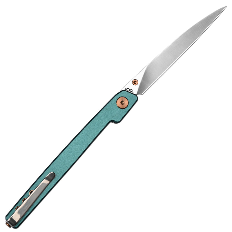 CJRB Lanky Liner Lock Front Flipper Knife Blue Aluminum Handle (3.58'' Sand Polish AR-RPM9 Blade) J1965-BU