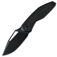 ArtisanCutlery Fragarach Frame Lock Thumbs Hole Knife Frag Black Titanium + Fat Carbon Handle (3.72'' Black PVD Coating S90V Blade) 1879G-BBK