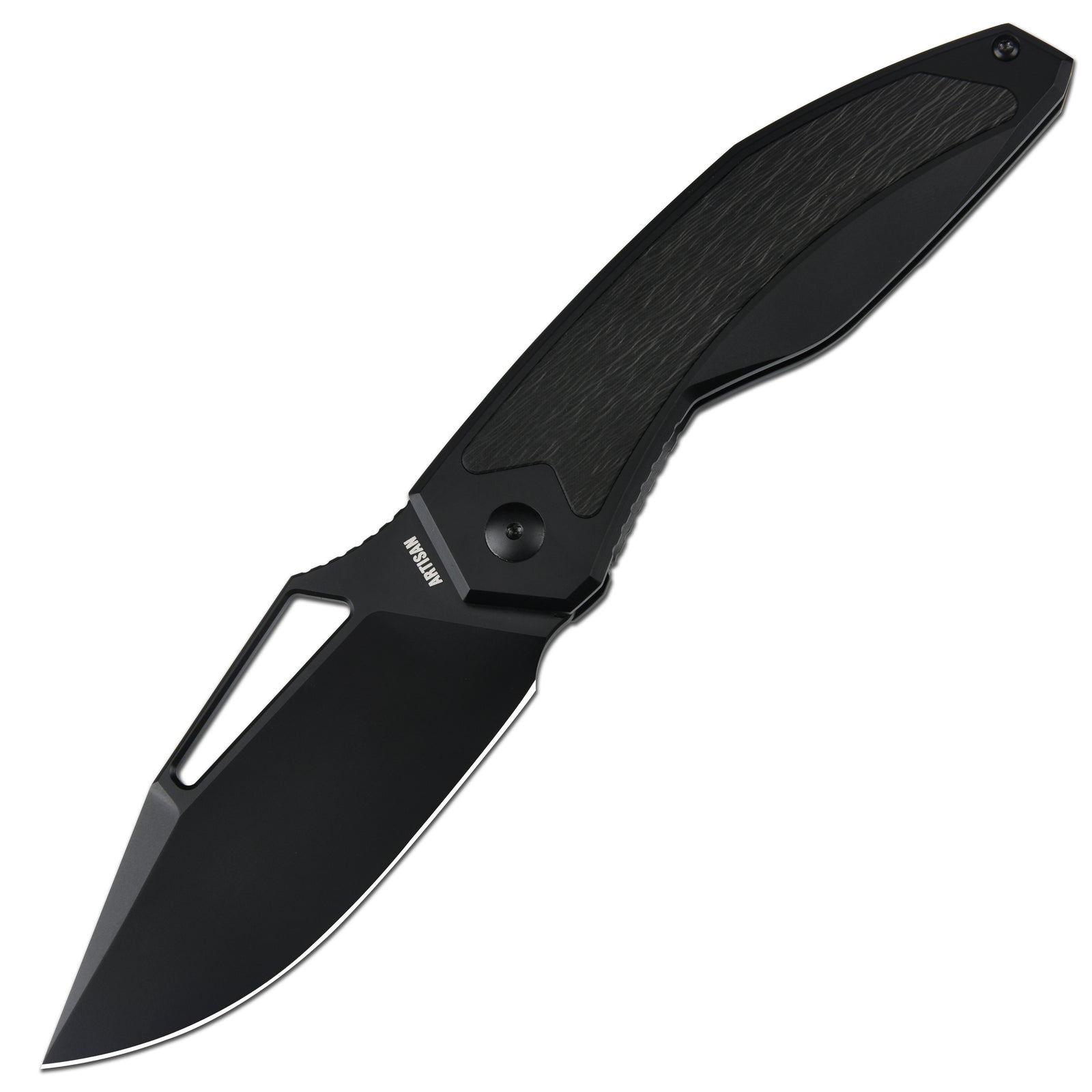 ArtisanCutlery Fragarach ATZ-1879G S90V Blade Titanium Handle Folding Knives Black PVD Coating + Sidecut