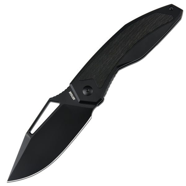ArtisanCutlery Fragarach ATZ-1879G S90V Blade Titanium Handle Folding Knives Black PVD Coating + Sidecut