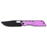 Artisan Cutlery Beest Liner Lock Front Flipper&Thumbs Hole Knife Purple Aluminum Handle (3.65'' Black PVD Coating AR-RPM9 Blade) 1878P-BVT