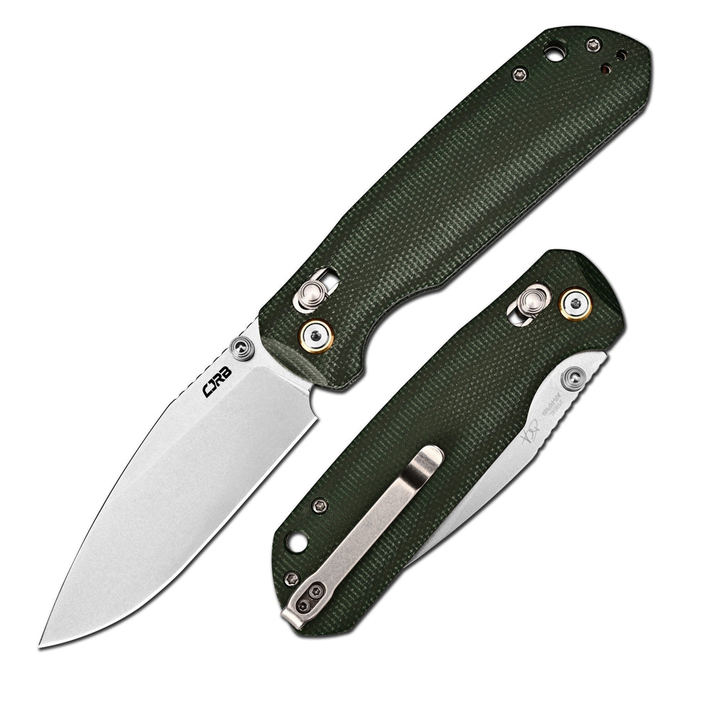CJRB Mega Maximal Thumb Stud & Crossbar Lock Knife Green Micarta Handle(3.43'' AR-RPM9 Steel Stone Wash Blade) J1954L-MGN