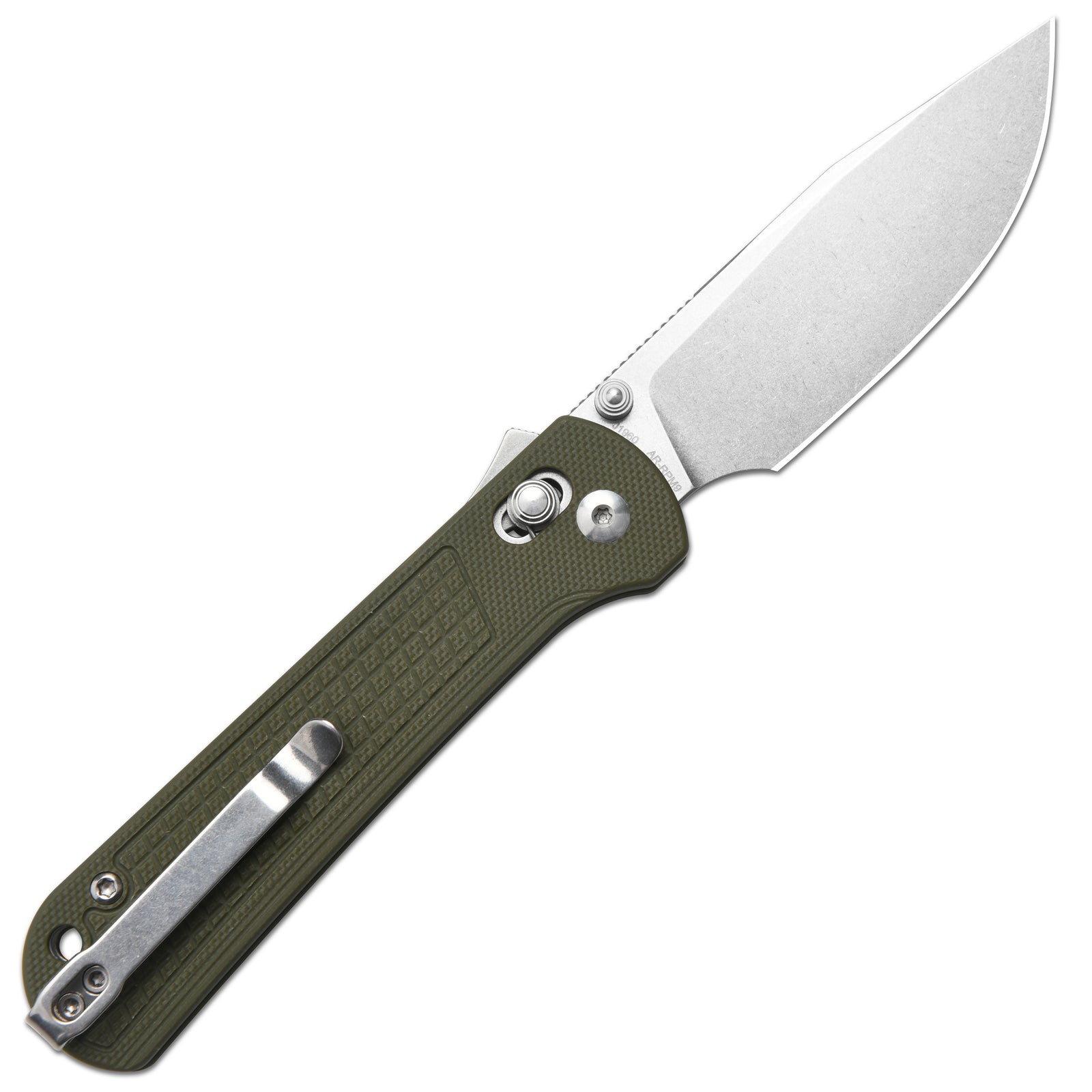 CJRB Bolt Thumbs Stud Recoil Lock Knife Green G10 Handle (3.25'' Stone Wash AR-RPM9 Blade) J1960-GN