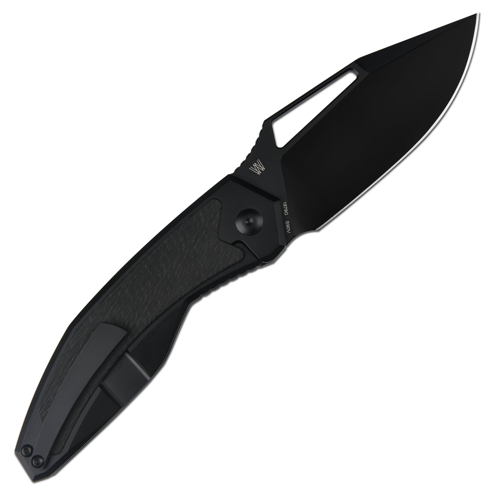 ArtisanCutlery Fragarach ATZ-1879G S90V Blade Titanium Handle Folding Knives Black PVD Coating + Sidecut