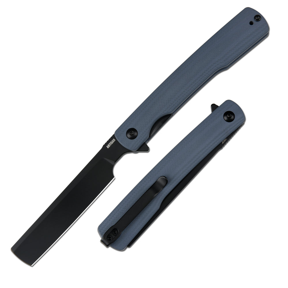 ArtisanCutlery Orthodox V2 Flipper & Liner Lock Knife Blue G10 Handle (3.54'' Black PVD Coating AR-RPM9 Blade) 1883P-BBU