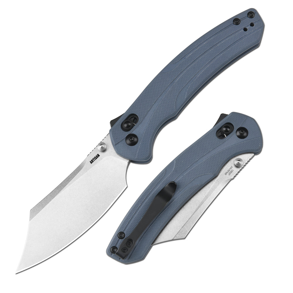 ArtisanCutlery Simoon Recoil Lock V2 Knife Blue G10 Handle (3.47'' Stone Wash AR-RPM9 Blade) 1882P-BU